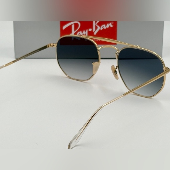 Ray-Ban Sunglasses Marshal II RB3648 Aviator Gold Hexagon Frame Light Blue 360 - Picture 11 of 15